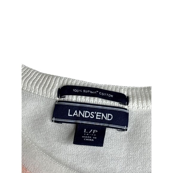 Lands End Floral Print Cardigan Sweater Womens Size L Supima Cotton - Picture 5 of 6